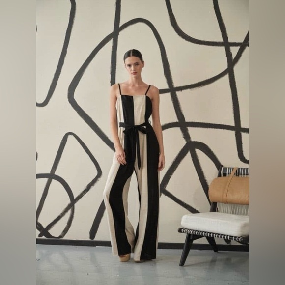 NWT Aaron and Amber Linen Wide Leg Jumpsuit - Picture 1 of 11
